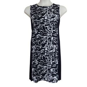 Peter Nygard Petite Colorblock Black Geometric Print Sleeveless Shift Dress